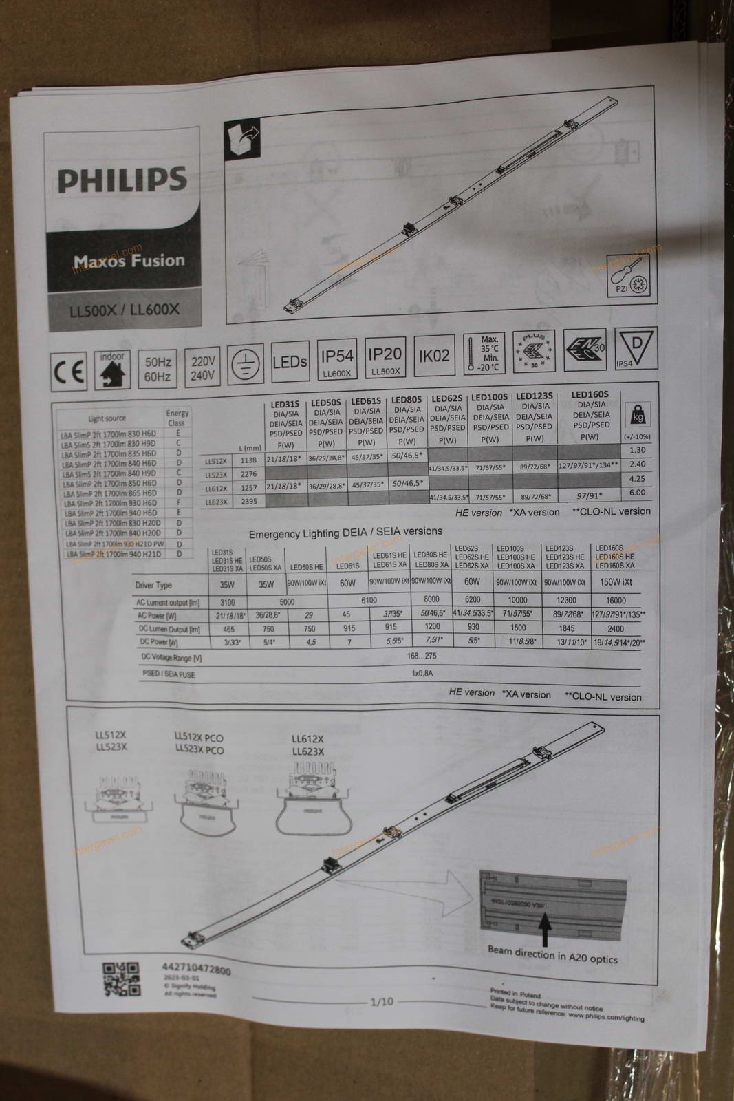 LED armatúra - használt, Philips, LL623X LED100S/840 PSD NB 7 WH 9