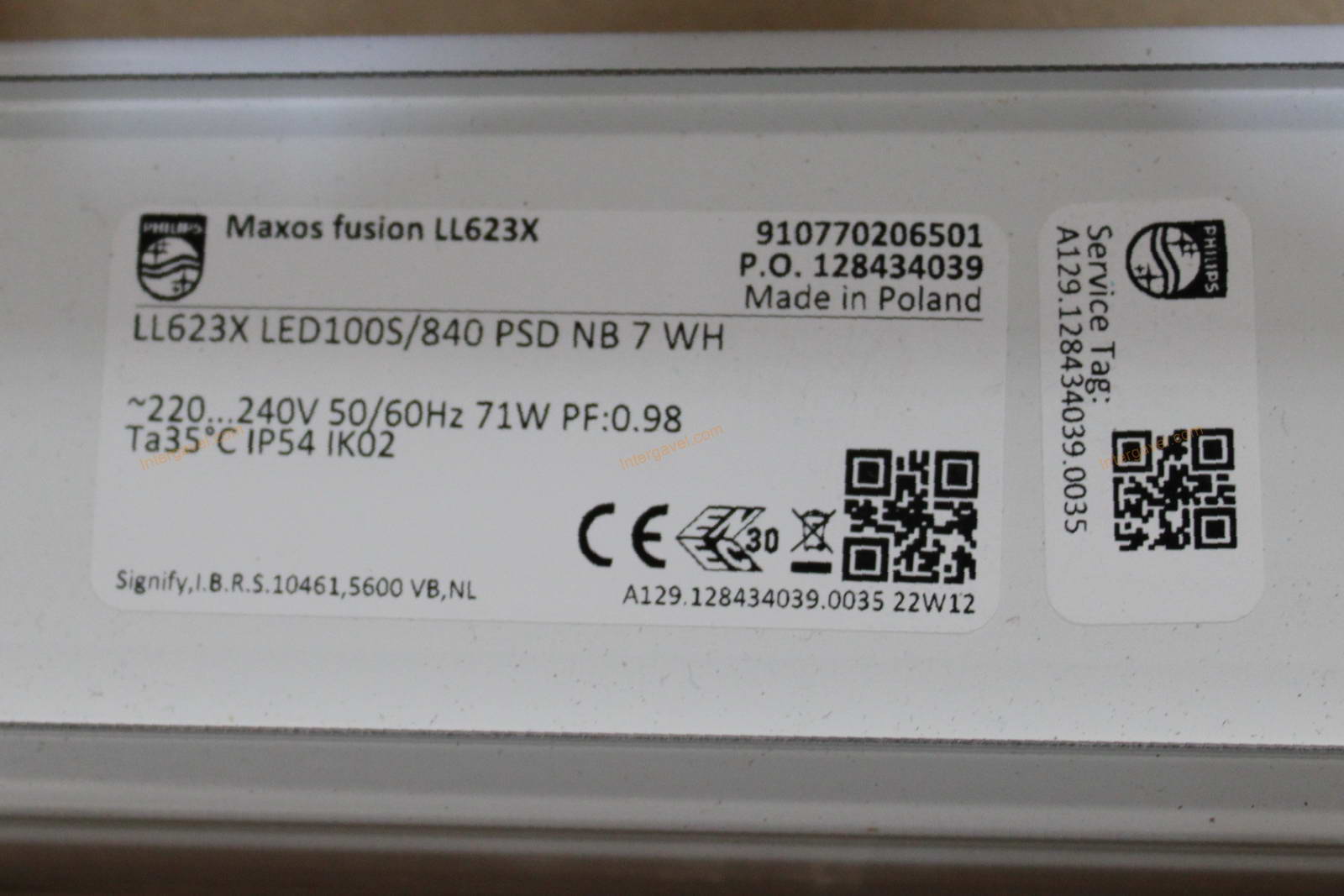 LED armatúra - használt, Philips, LL623X LED100S/840 PSD NB 7 WH 3