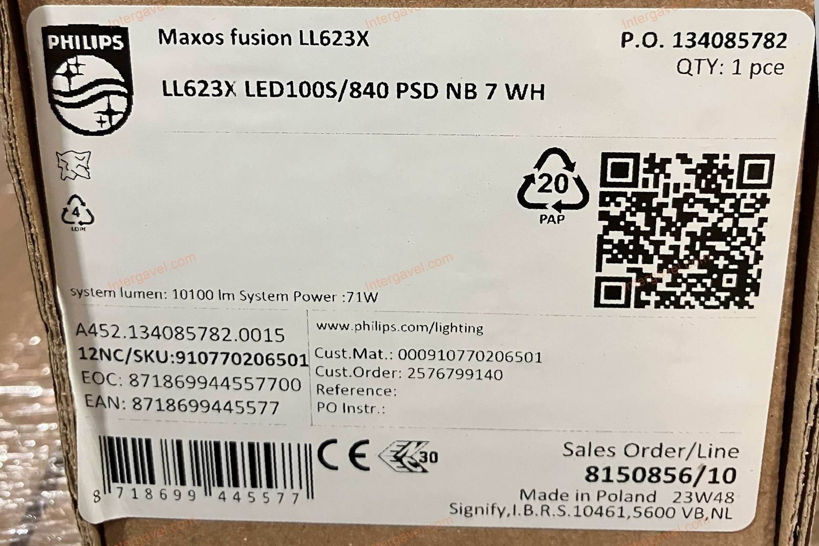 LED armatúra - Új, Philips, LL623X LED100S/840 PSD NB 7 WH 3