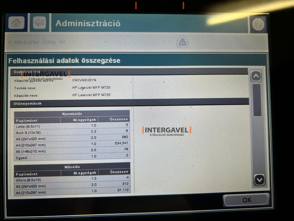 HP Laserjet Enterprise MFP M725 nyomtató 3