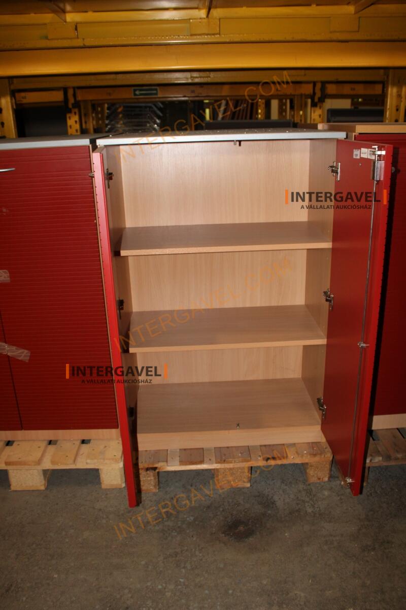 Polcos szekrény (piros ajtó-szürke/bükk tető rész-3 aktasoros) 8