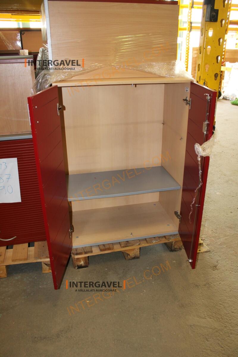 Polcos szekrény (piros ajtó-szürke/bükk tető rész-3 aktasoros) 17