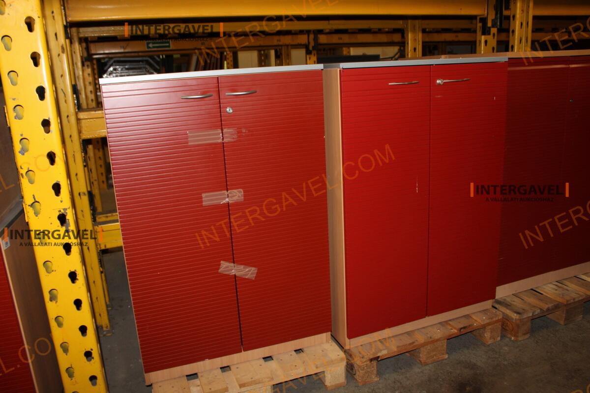 Polcos szekrény (piros ajtó-szürke/bükk tető rész-3 aktasoros) 6