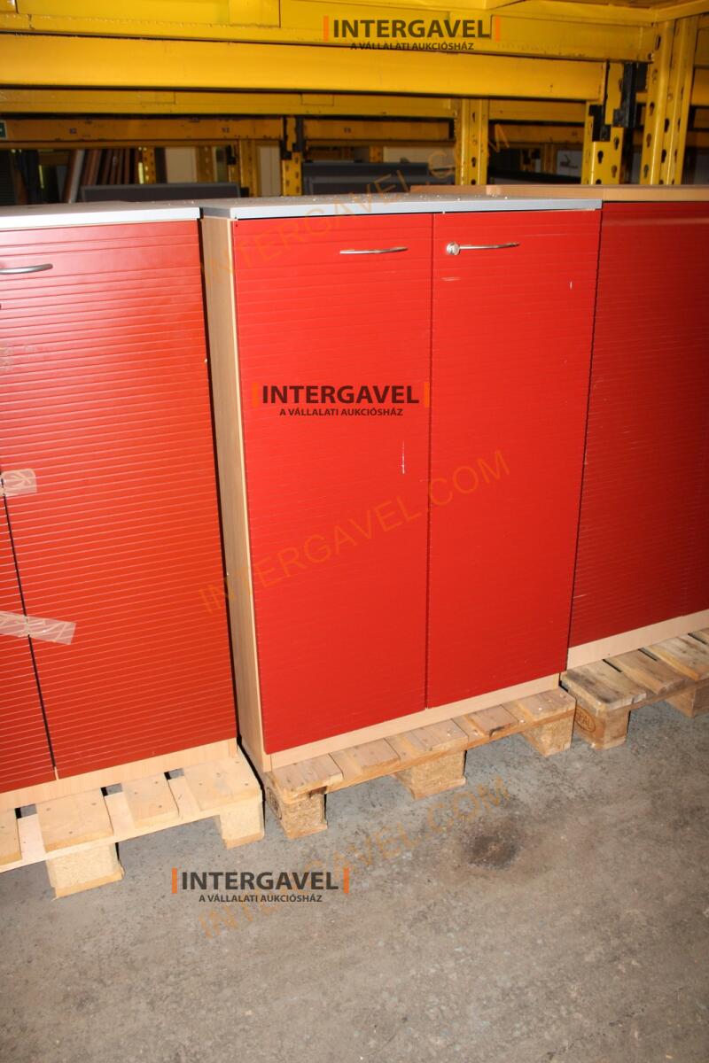 Polcos szekrény (piros ajtó-szürke/bükk tető rész-3 aktasoros) 7