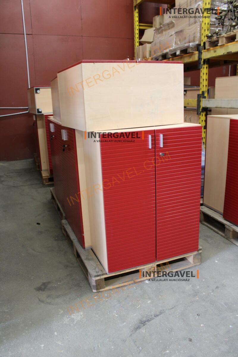 Polcos szekrény (piros ajtó-szürke/bükk tető rész-3 aktasoros) 12