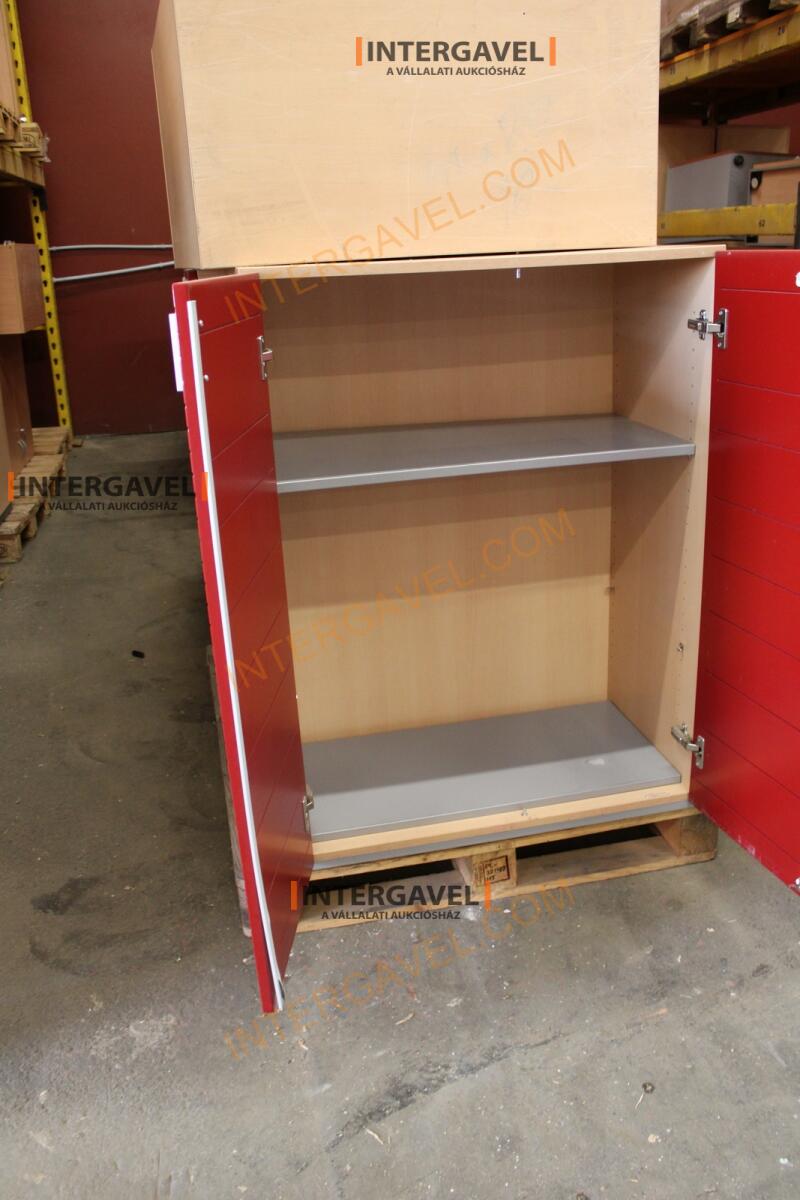 Polcos szekrény (piros ajtó-szürke/bükk tető rész-3 aktasoros) 13