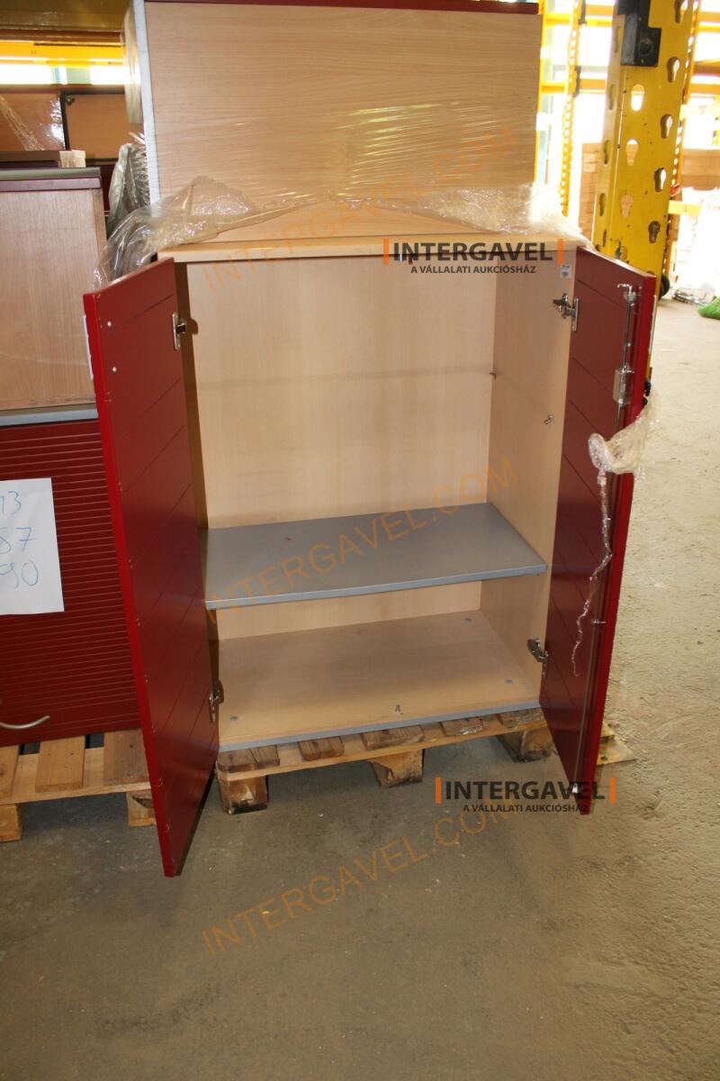 Polcos szekrény (piros ajtó-szürke/bükk tető rész-3 aktasoros) 17