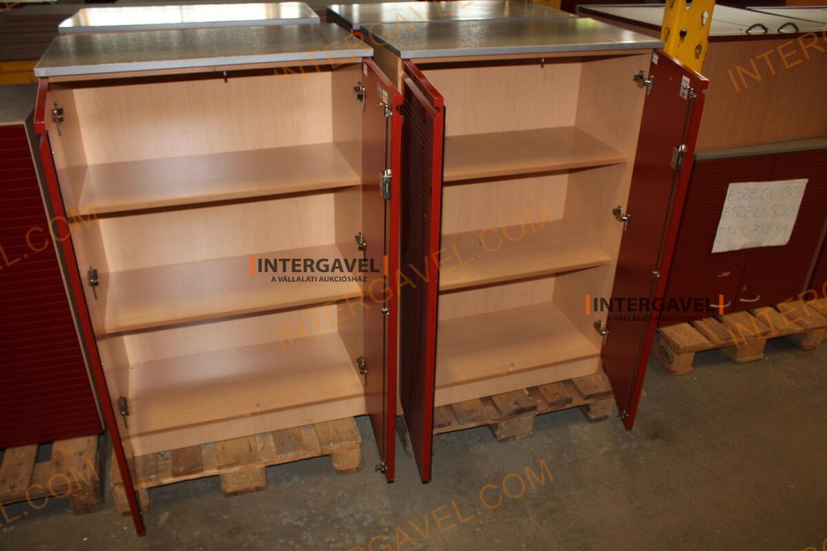 Polcos szekrény (piros ajtó-szürke/bükk tető rész-3 aktasoros) 3