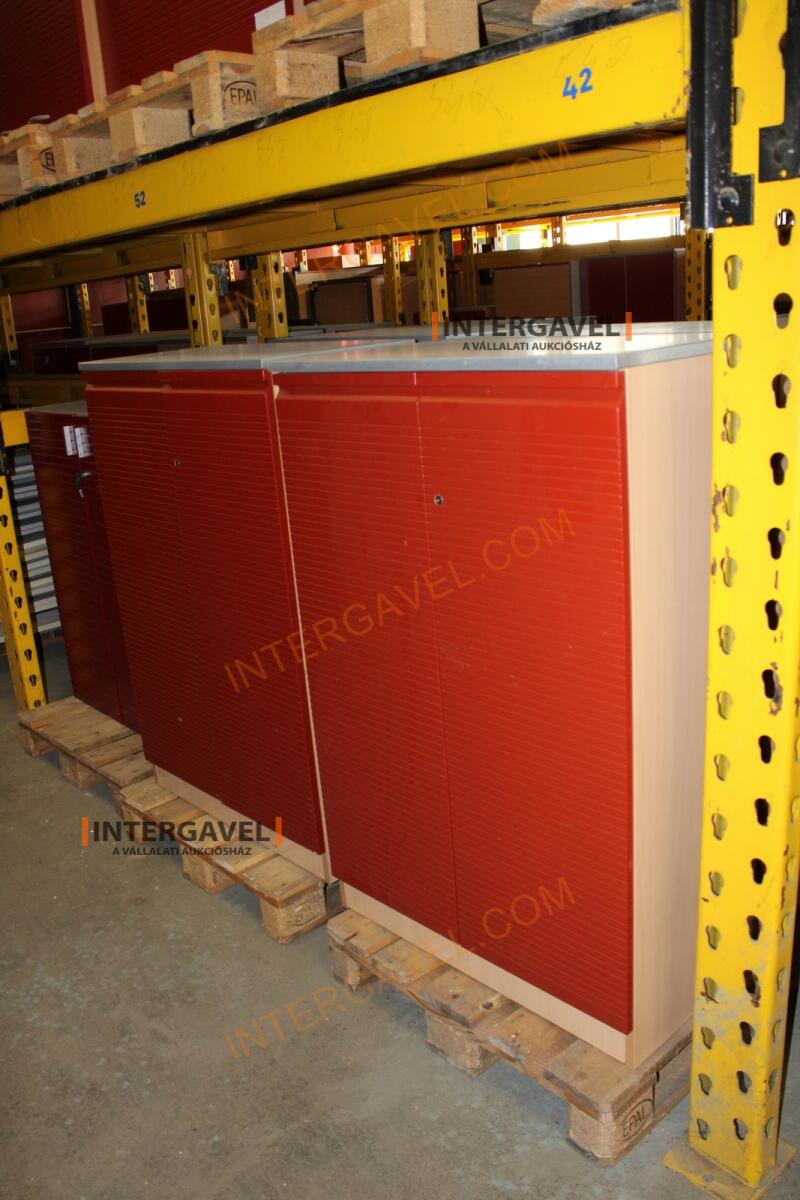 Polcos szekrény (piros ajtó-szürke/bükk tető rész-3 aktasoros) 5