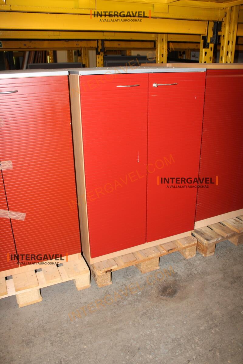 Polcos szekrény (piros ajtó-szürke/bükk tető rész-3 aktasoros) 7