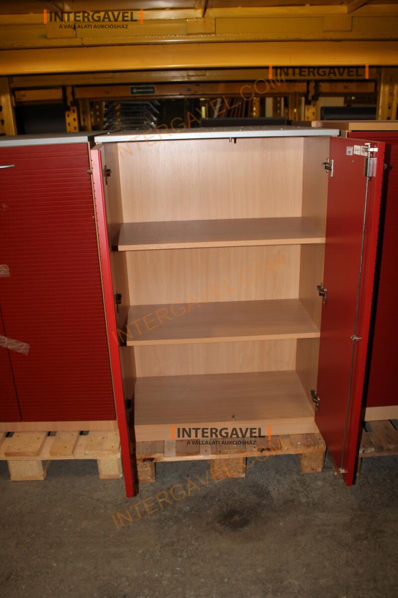 Polcos szekrény (piros ajtó-szürke/bükk tető rész-3 aktasoros) 8