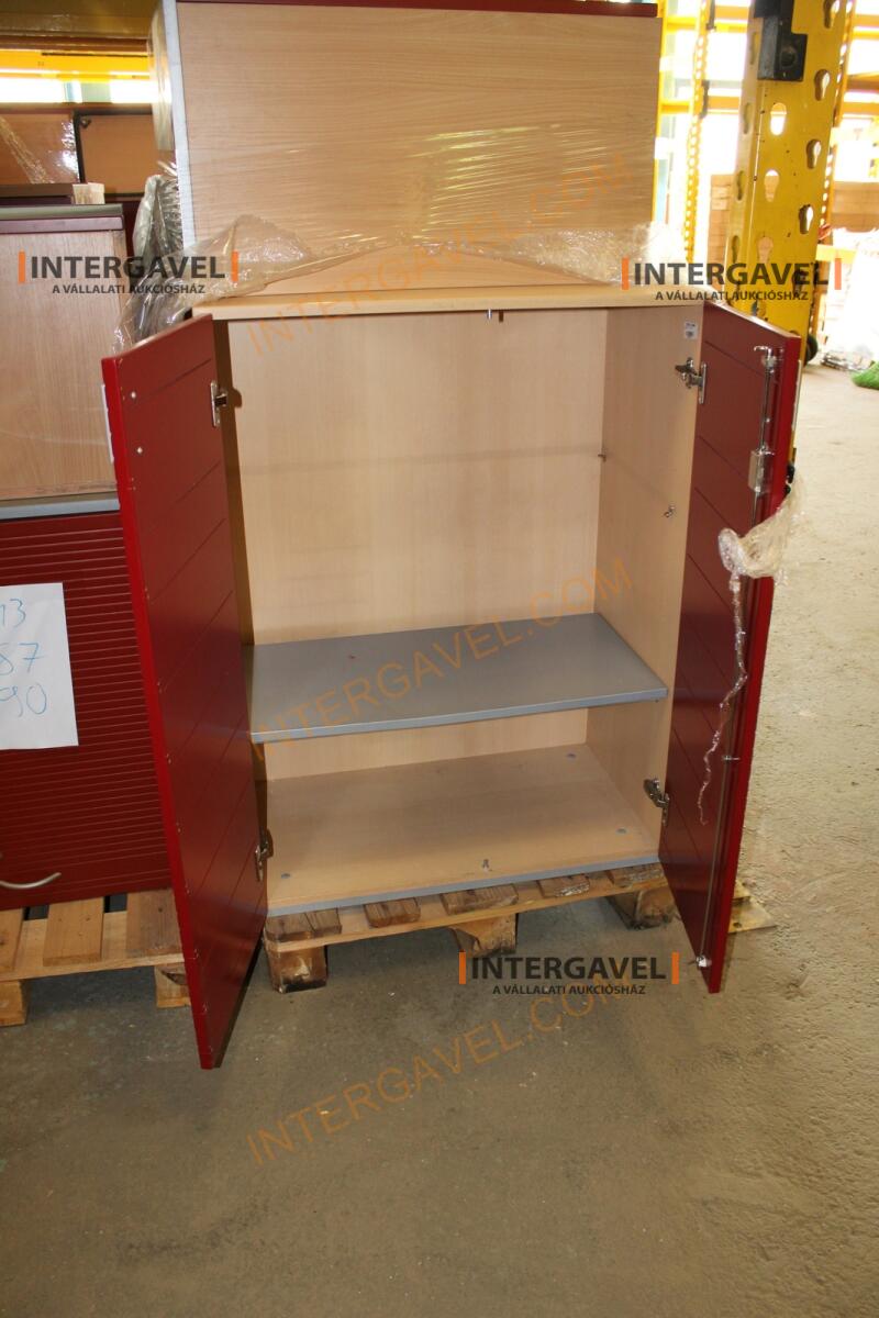 Polcos szekrény (piros ajtó-szürke/bükk tető rész-3 aktasoros) 17