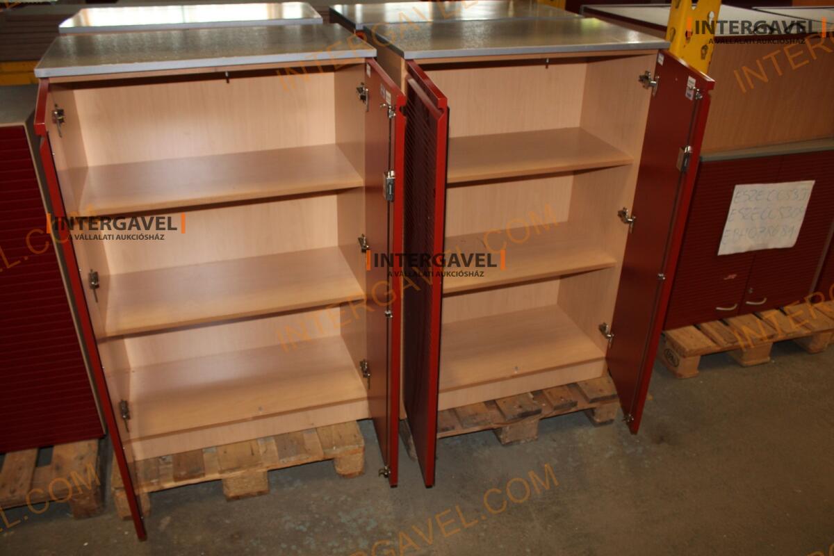 Polcos szekrény (piros ajtó-szürke/bükk tető rész-3 aktasoros) 3