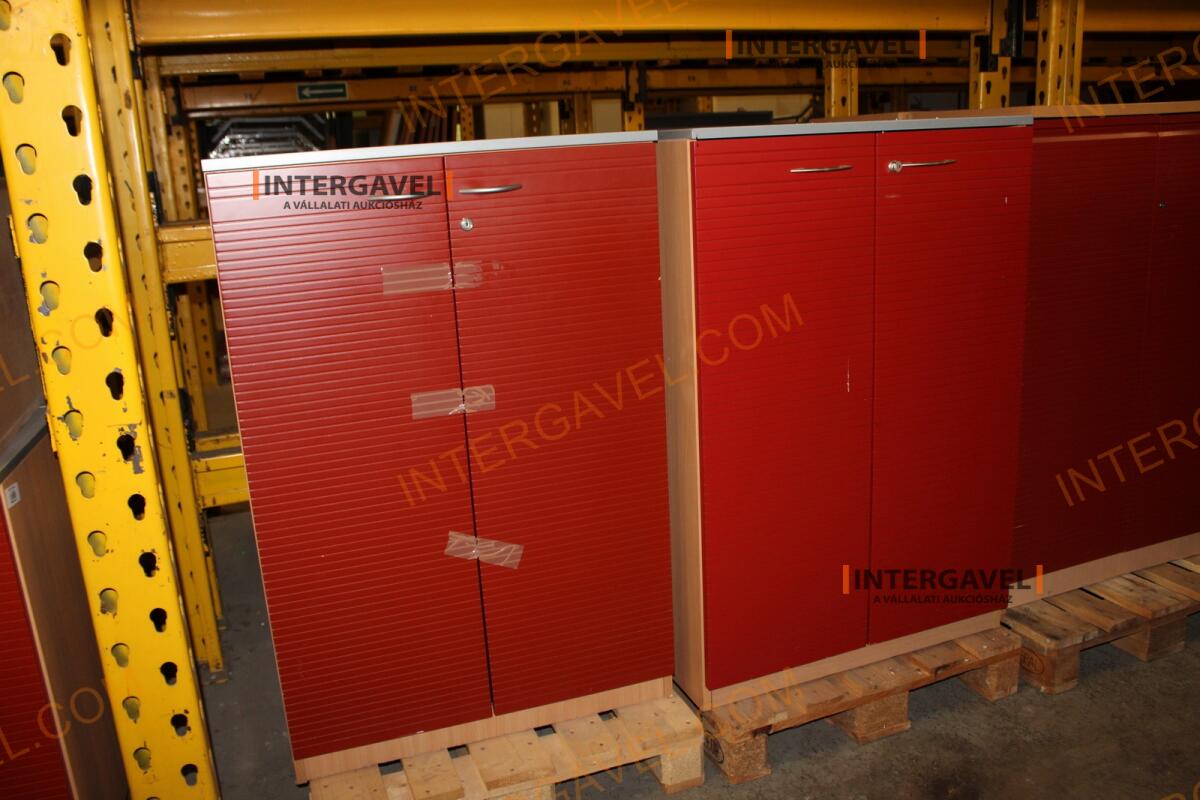 Polcos szekrény (piros ajtó-szürke/bükk tető rész-3 aktasoros) 6