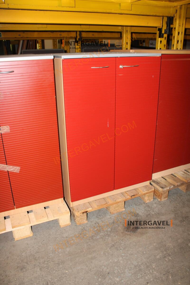 Polcos szekrény (piros ajtó-szürke/bükk tető rész-3 aktasoros) 7