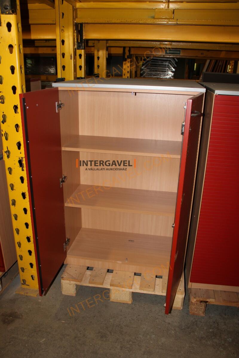 Polcos szekrény (piros ajtó-szürke/bükk tető rész-3 aktasoros) 9