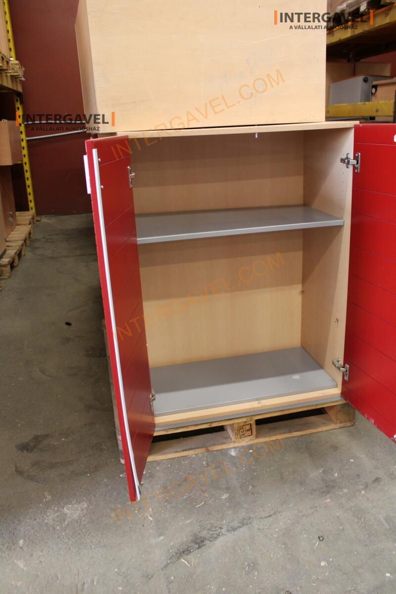 Polcos szekrény (piros ajtó-szürke/bükk tető rész-3 aktasoros) 13