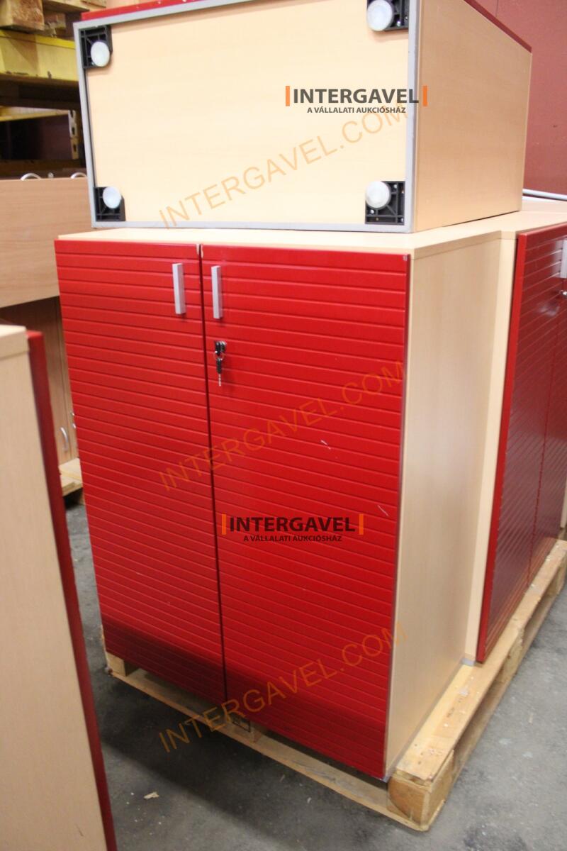 Polcos szekrény (piros ajtó-szürke/bükk tető rész-3 aktasoros) 14