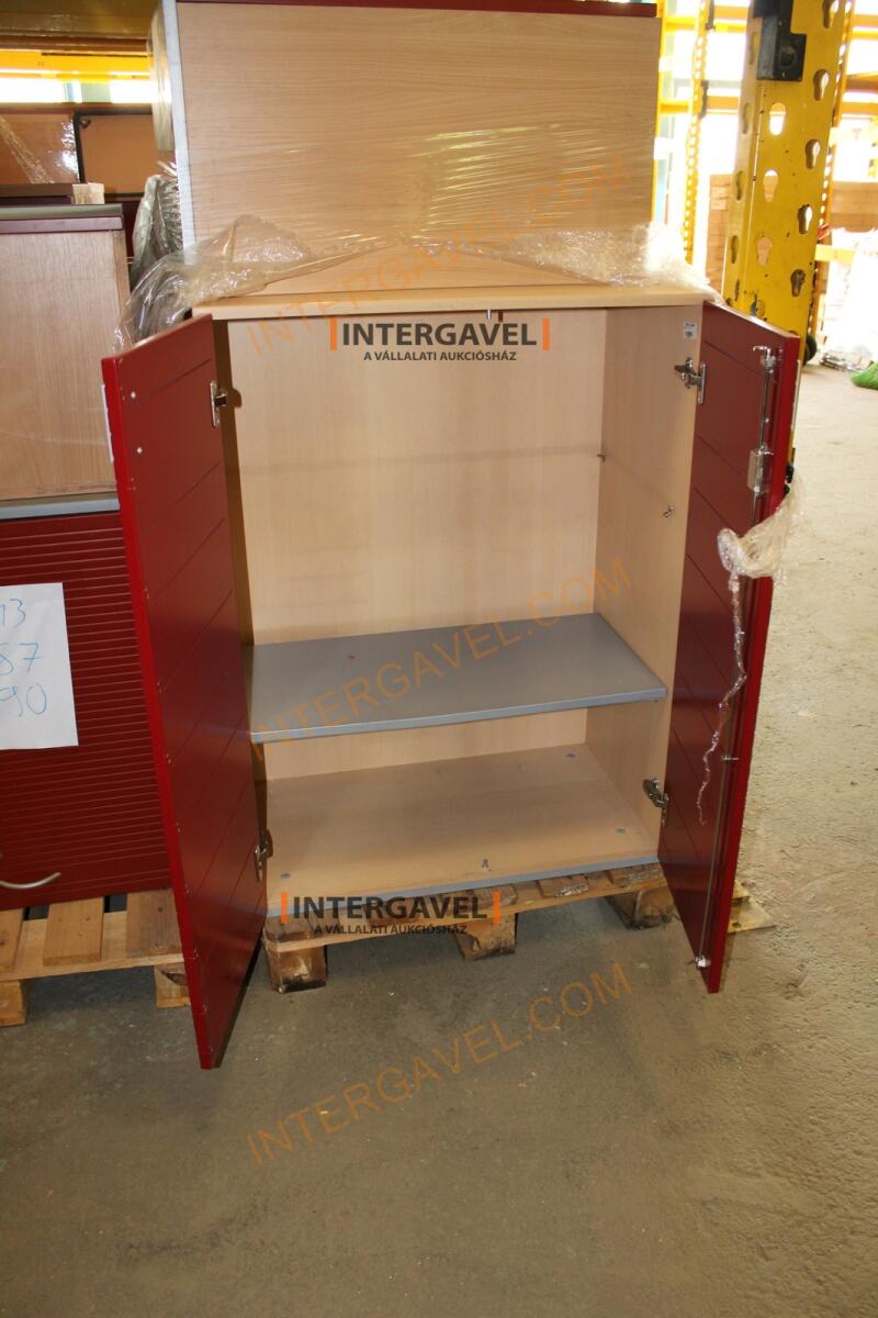 Polcos szekrény (piros ajtó-szürke/bükk tető rész-3 aktasoros) 17