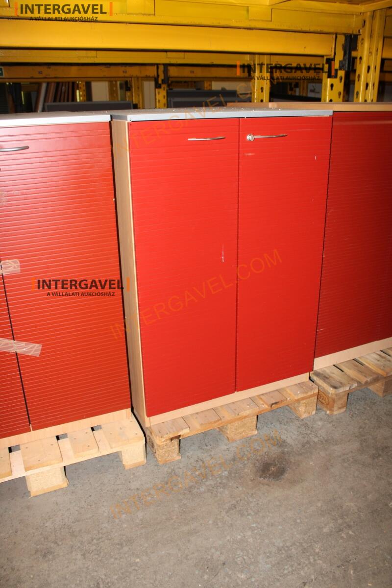 Polcos szekrény (piros ajtó-szürke/bükk tető rész-3 aktasoros) 7