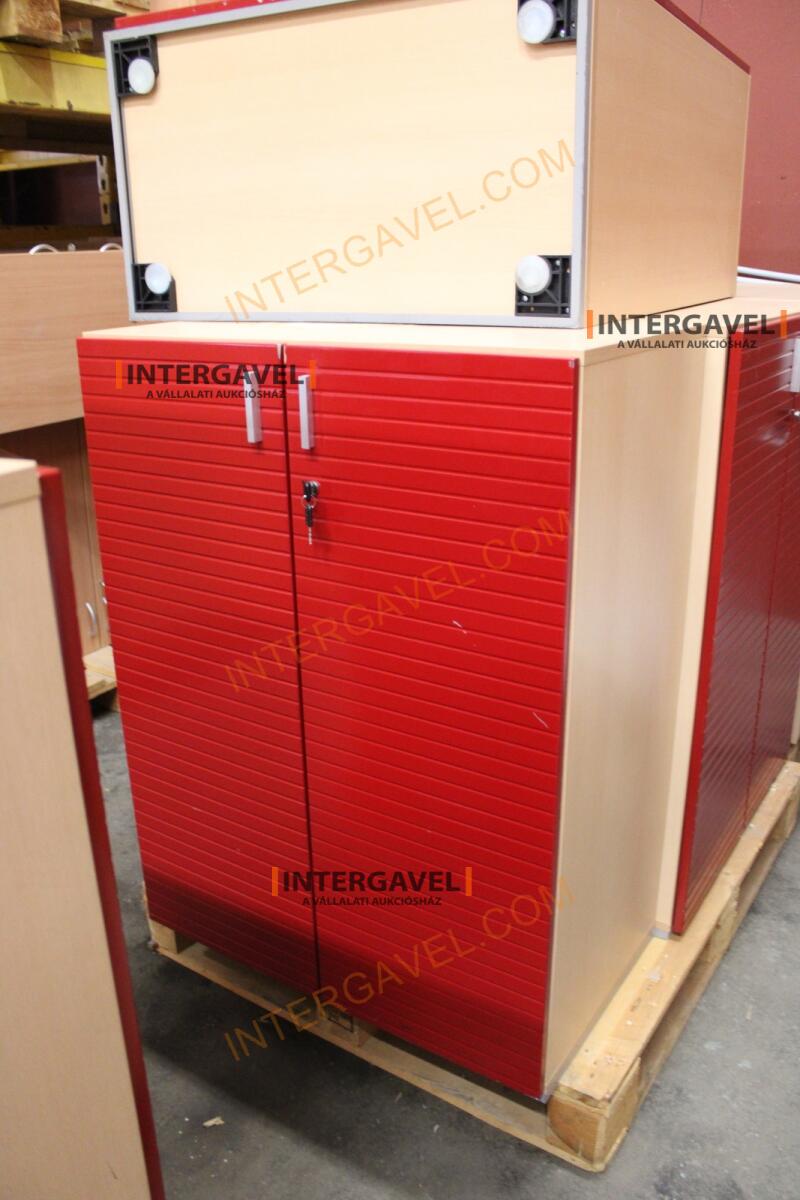 Polcos szekrény (piros ajtó-szürke/bükk tető rész-3 aktasoros) 14