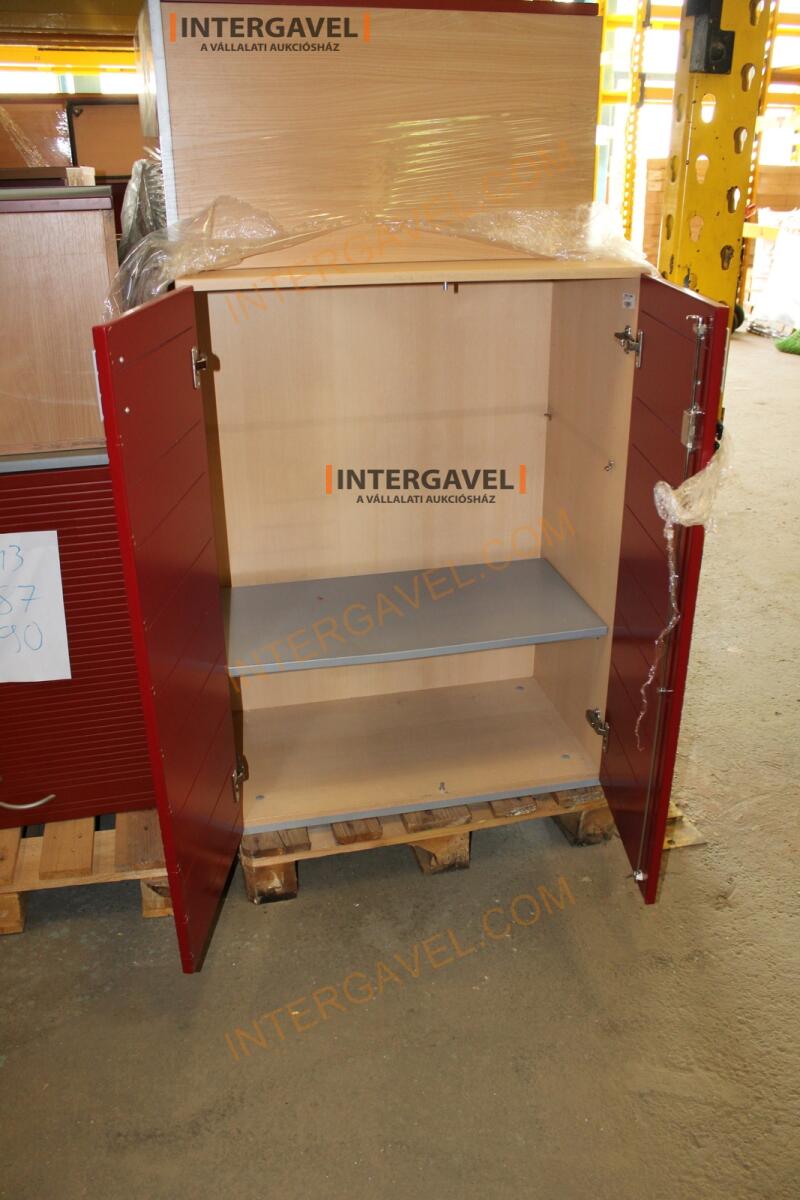 Polcos szekrény (piros ajtó-szürke/bükk tető rész-3 aktasoros) 17