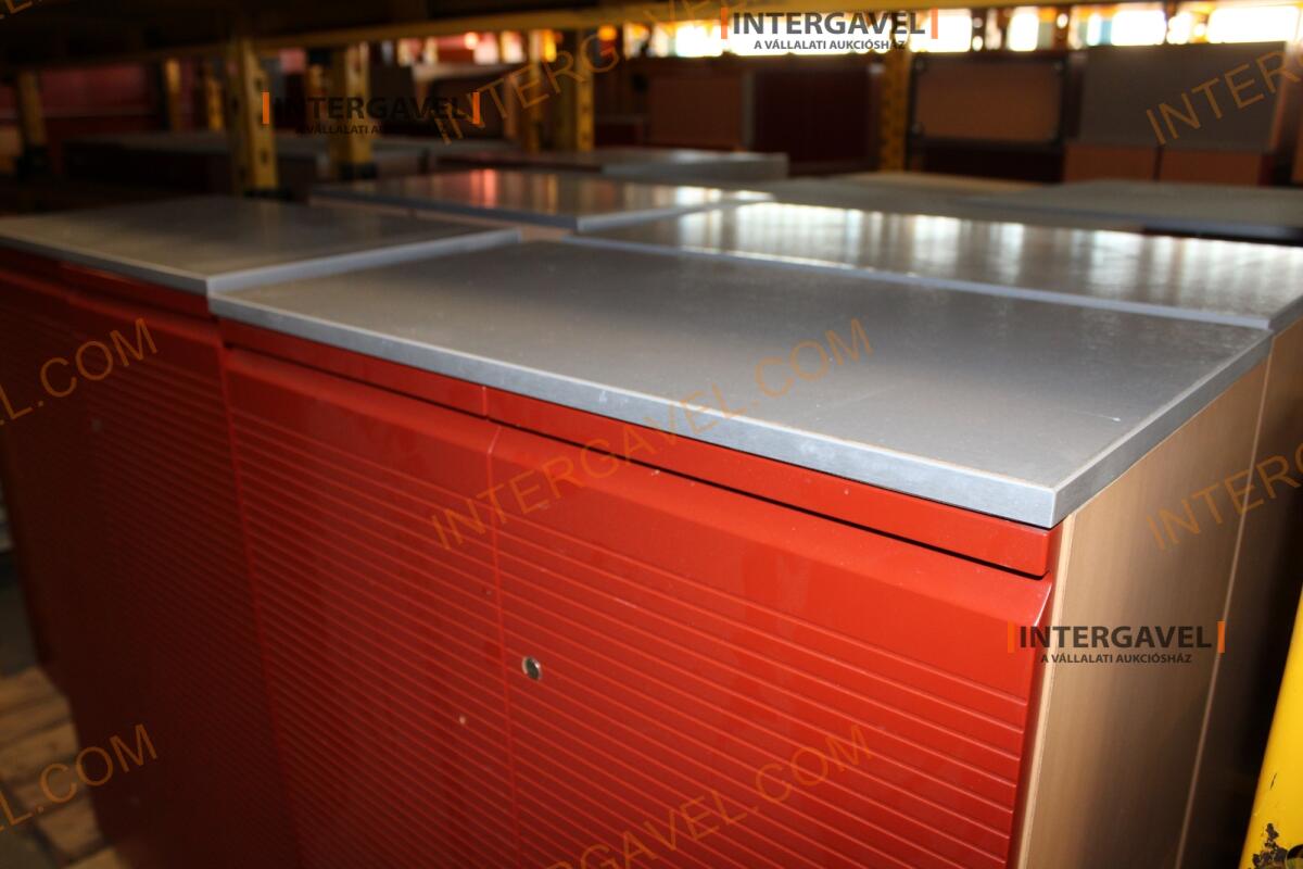 Polcos szekrény (piros ajtó-szürke/bükk tető rész-3 aktasoros) 4