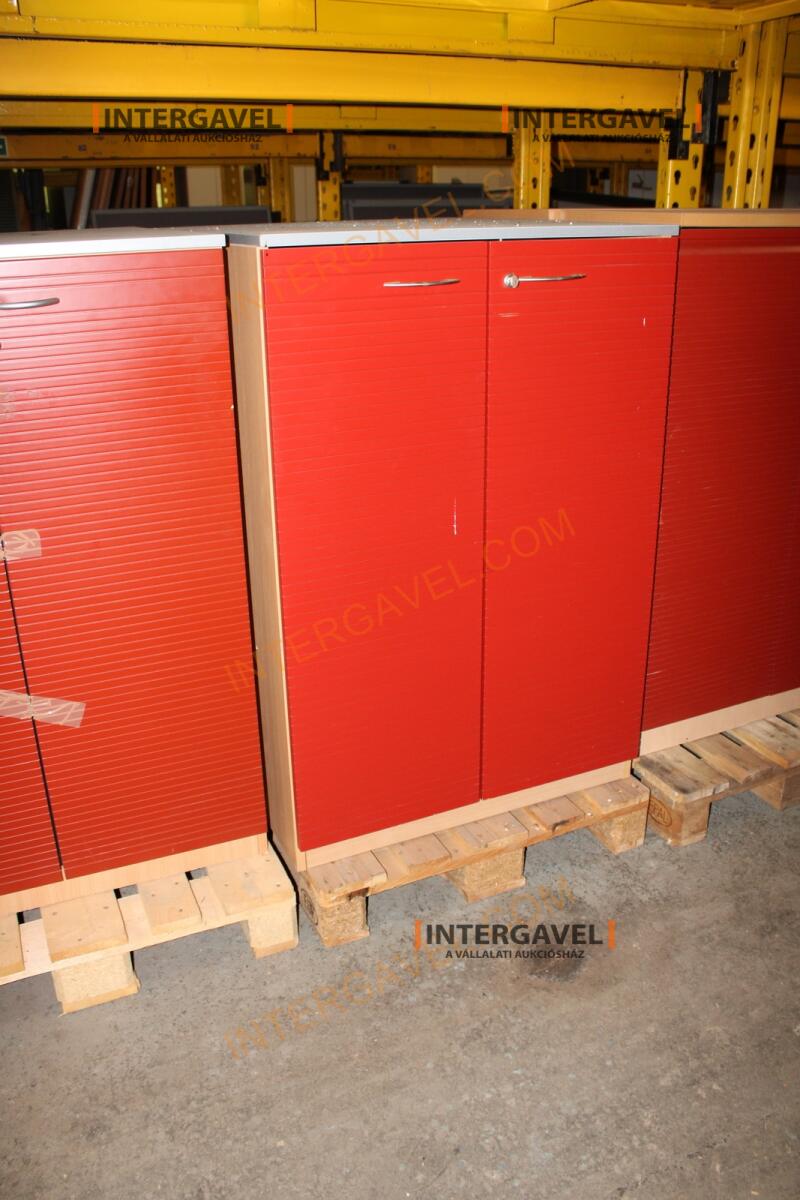 Polcos szekrény (piros ajtó-szürke/bükk tető rész-3 aktasoros) 7