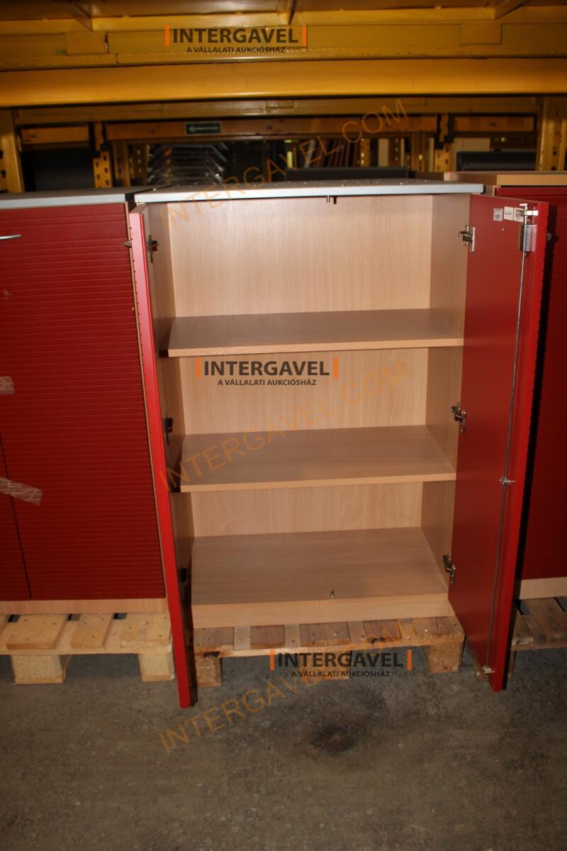 Polcos szekrény (piros ajtó-szürke/bükk tető rész-3 aktasoros) 8