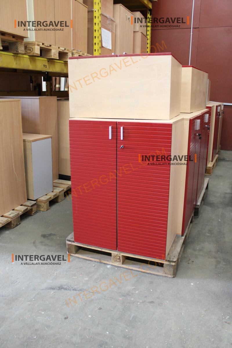 Polcos szekrény (piros ajtó-szürke/bükk tető rész-3 aktasoros) 11