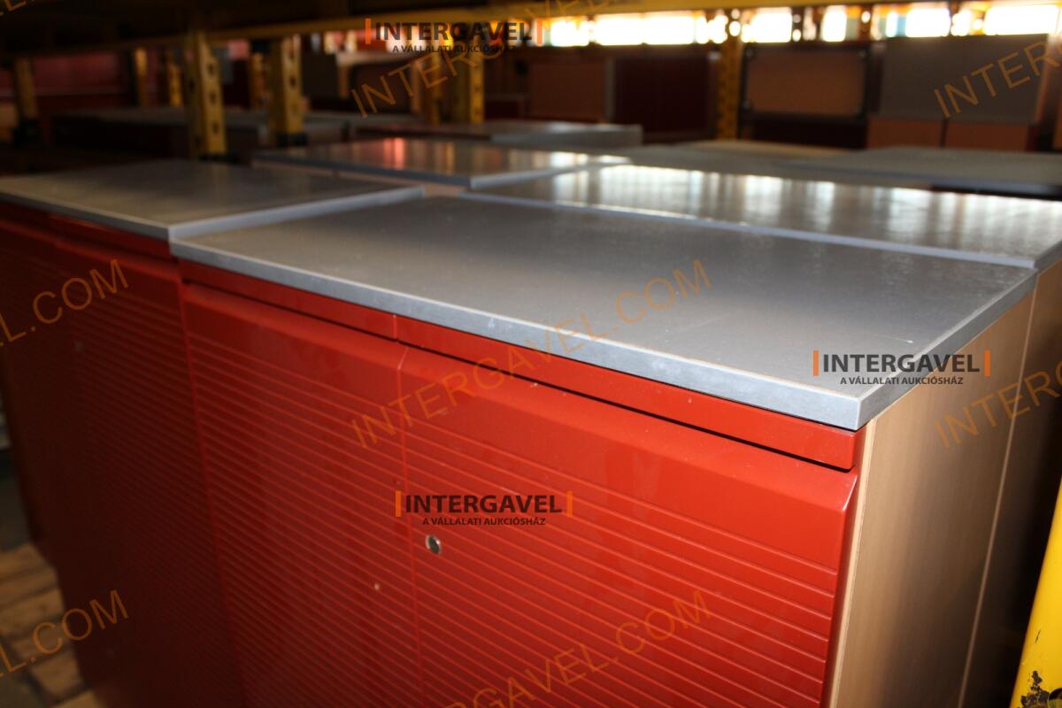 Polcos szekrény (piros ajtó-szürke/bükk tető rész-3 aktasoros) 4