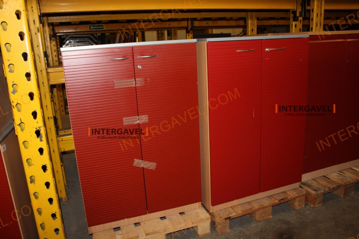 Polcos szekrény (piros ajtó-szürke/bükk tető rész-3 aktasoros) 6