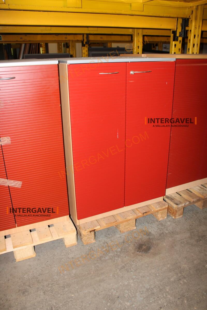 Polcos szekrény (piros ajtó-szürke/bükk tető rész-3 aktasoros) 7