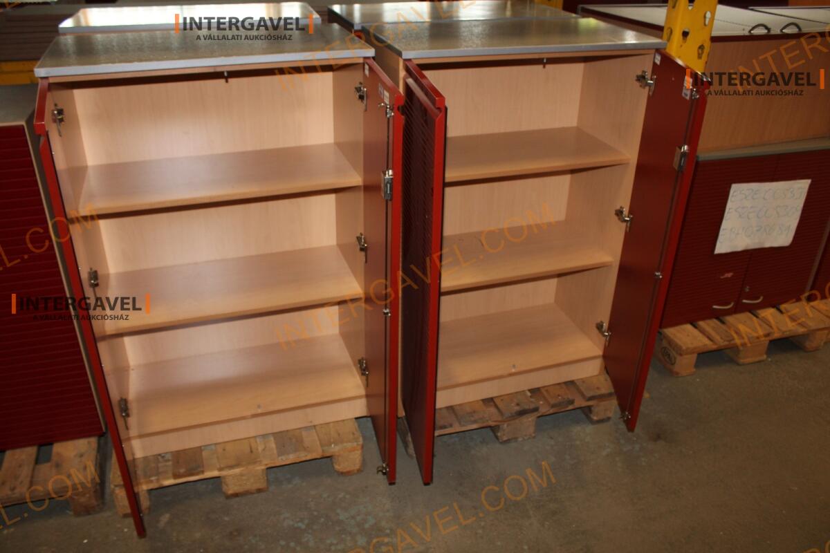 Polcos szekrény (piros ajtó-szürke/bükk tető rész-3 aktasoros) 3