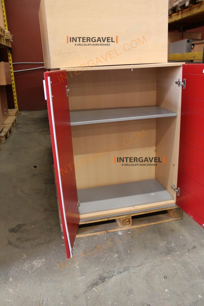 Polcos szekrény (piros ajtó-szürke/bükk tető rész-3 aktasoros) 13