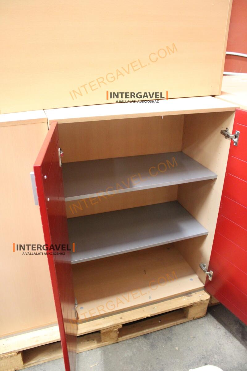 Polcos szekrény (piros ajtó-szürke/bükk tető rész-3 aktasoros) 15