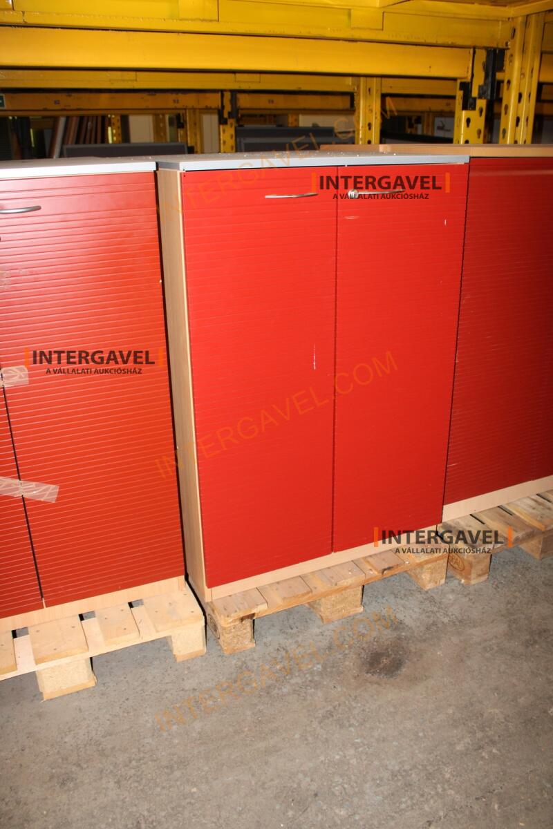 Polcos szekrény (piros ajtó-szürke/bükk tető rész-3 aktasoros) 7