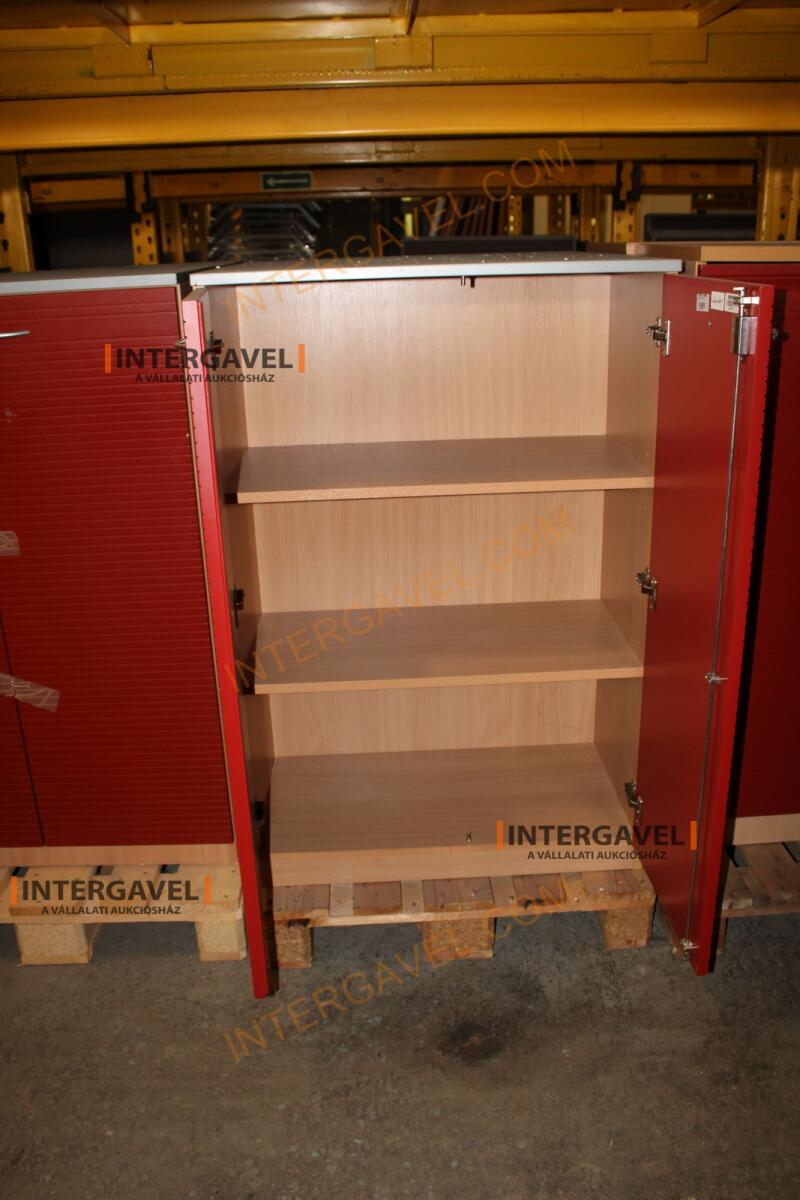 Polcos szekrény (piros ajtó-szürke/bükk tető rész-3 aktasoros) 8