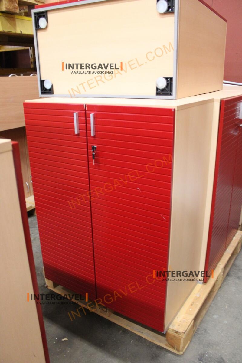 Polcos szekrény (piros ajtó-szürke/bükk tető rész-3 aktasoros) 14