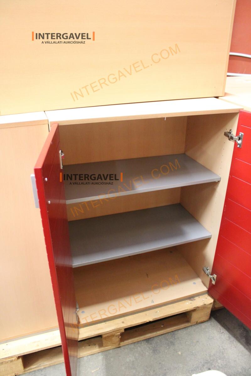 Polcos szekrény (piros ajtó-szürke/bükk tető rész-3 aktasoros) 15