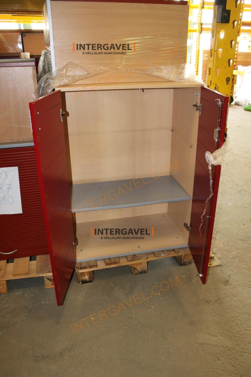 Polcos szekrény (piros ajtó-szürke/bükk tető rész-3 aktasoros) 17