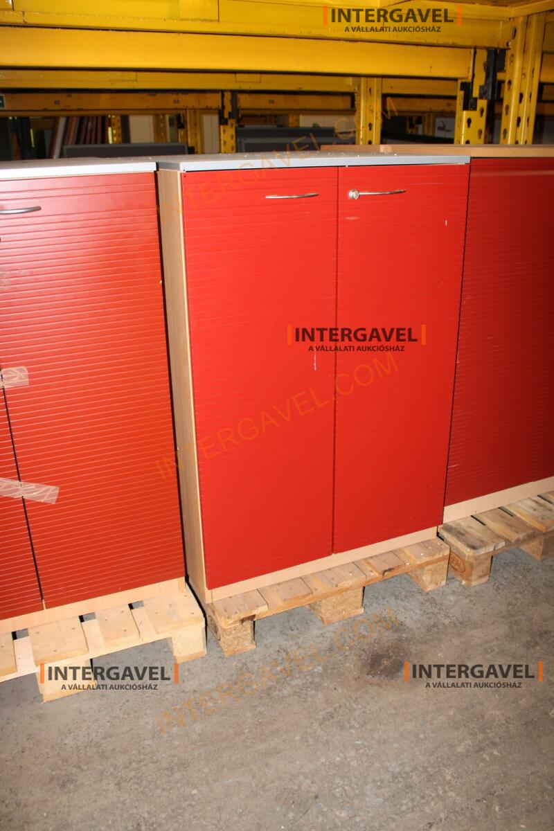 Polcos szekrény (piros ajtó-szürke/bükk tető rész-3 aktasoros) 7