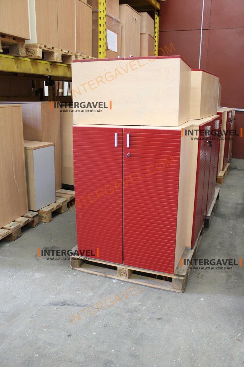 Polcos szekrény (piros ajtó-szürke/bükk tető rész-3 aktasoros) 11