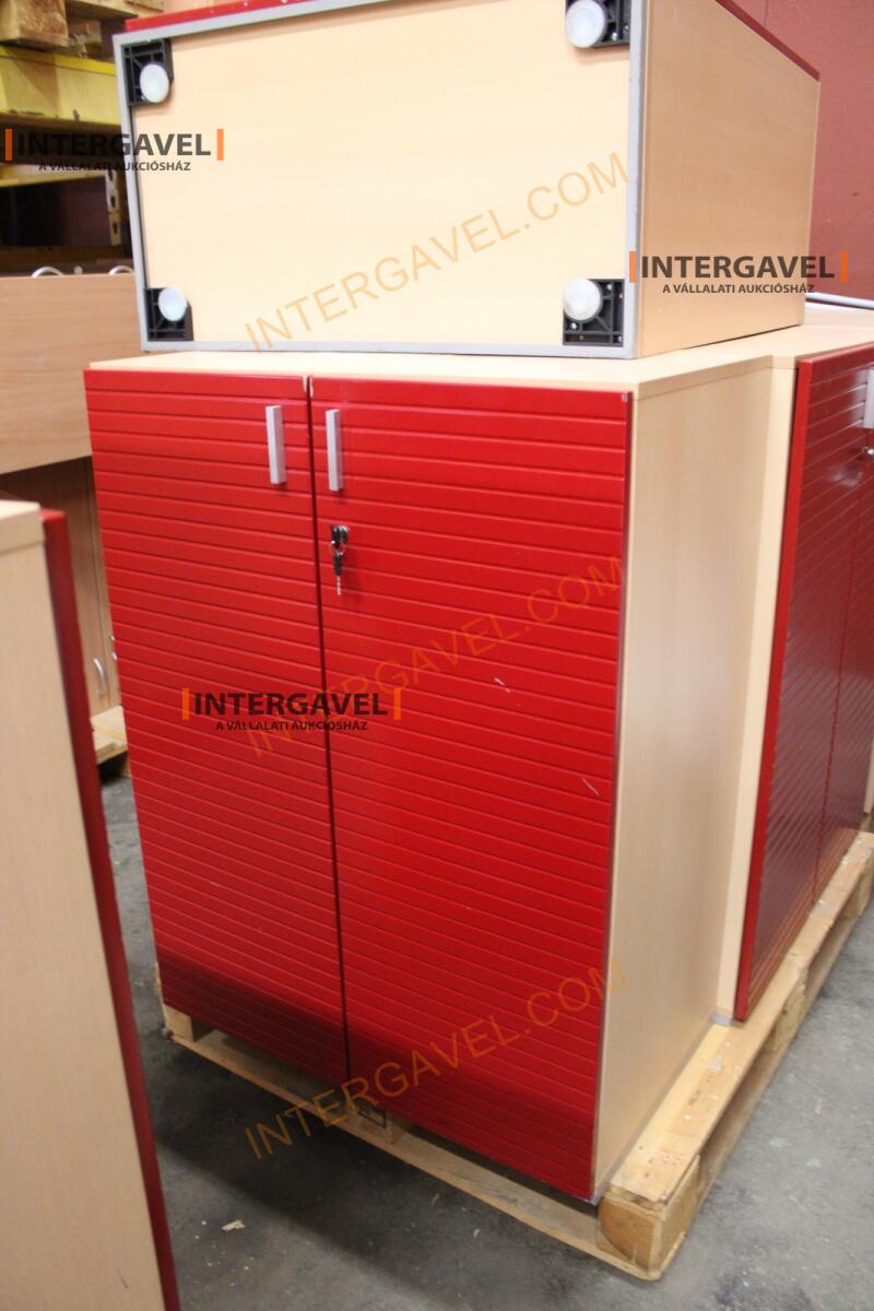 Polcos szekrény (piros ajtó-szürke/bükk tető rész-3 aktasoros) 14