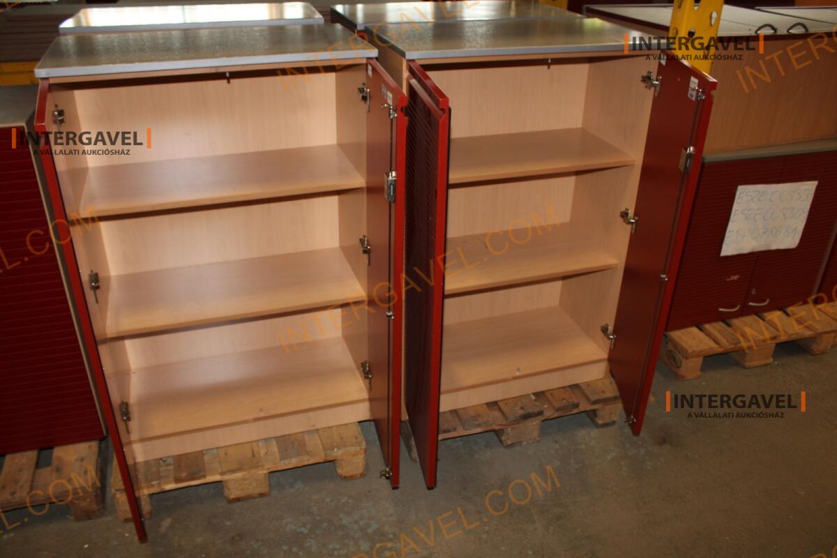 Polcos szekrény (piros ajtó-szürke/bükk tető rész-3 aktasoros) 3