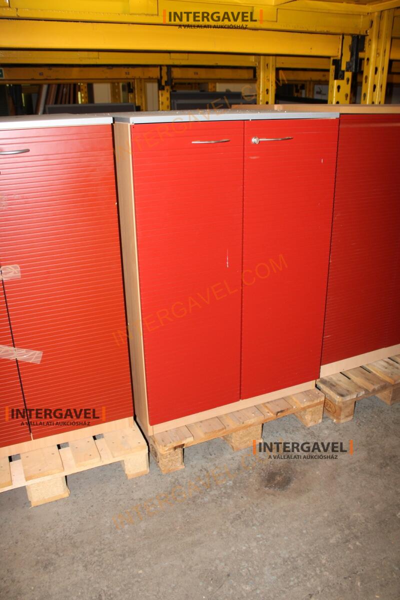 Polcos szekrény (piros ajtó-szürke/bükk tető rész-3 aktasoros) 7