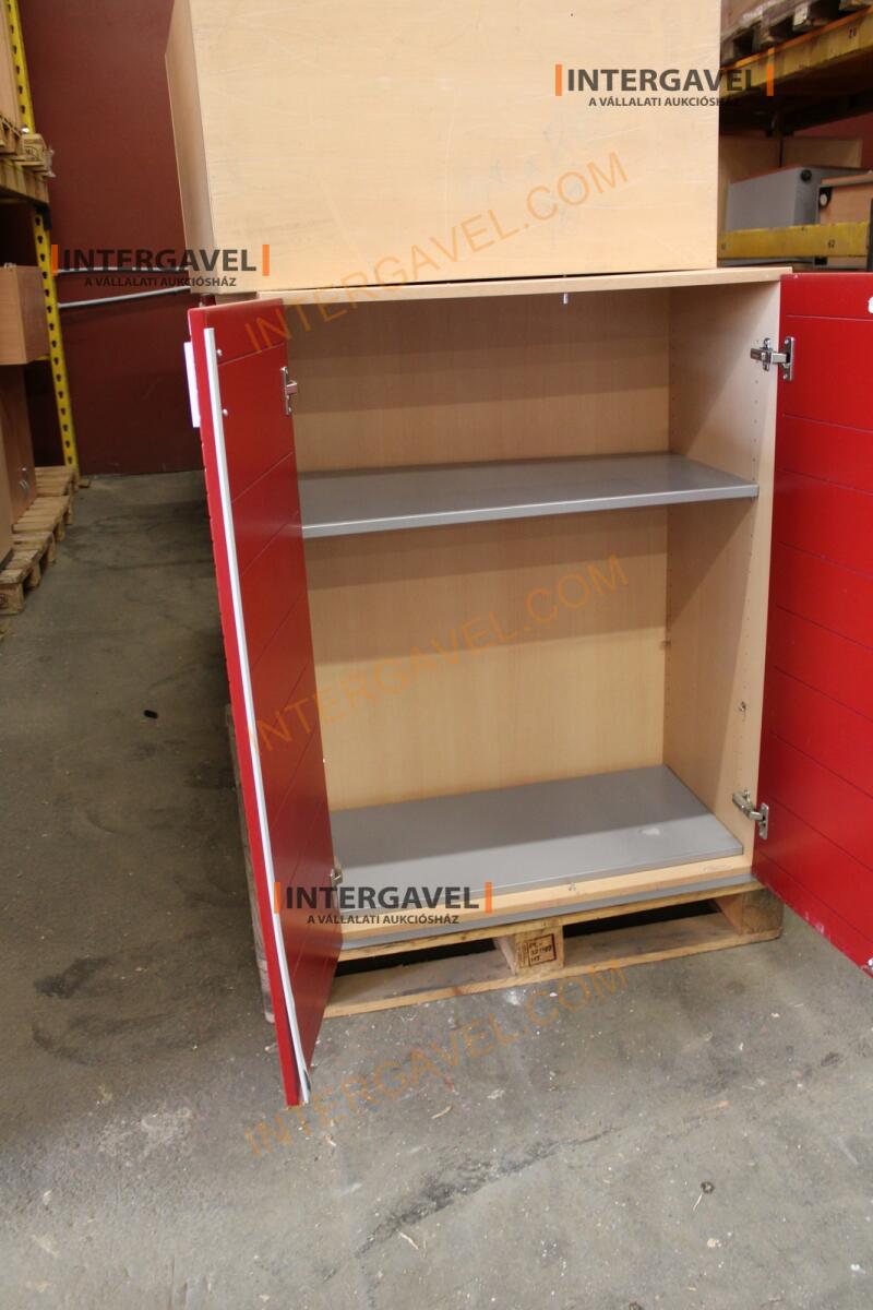 Polcos szekrény (piros ajtó-szürke/bükk tető rész-3 aktasoros) 13