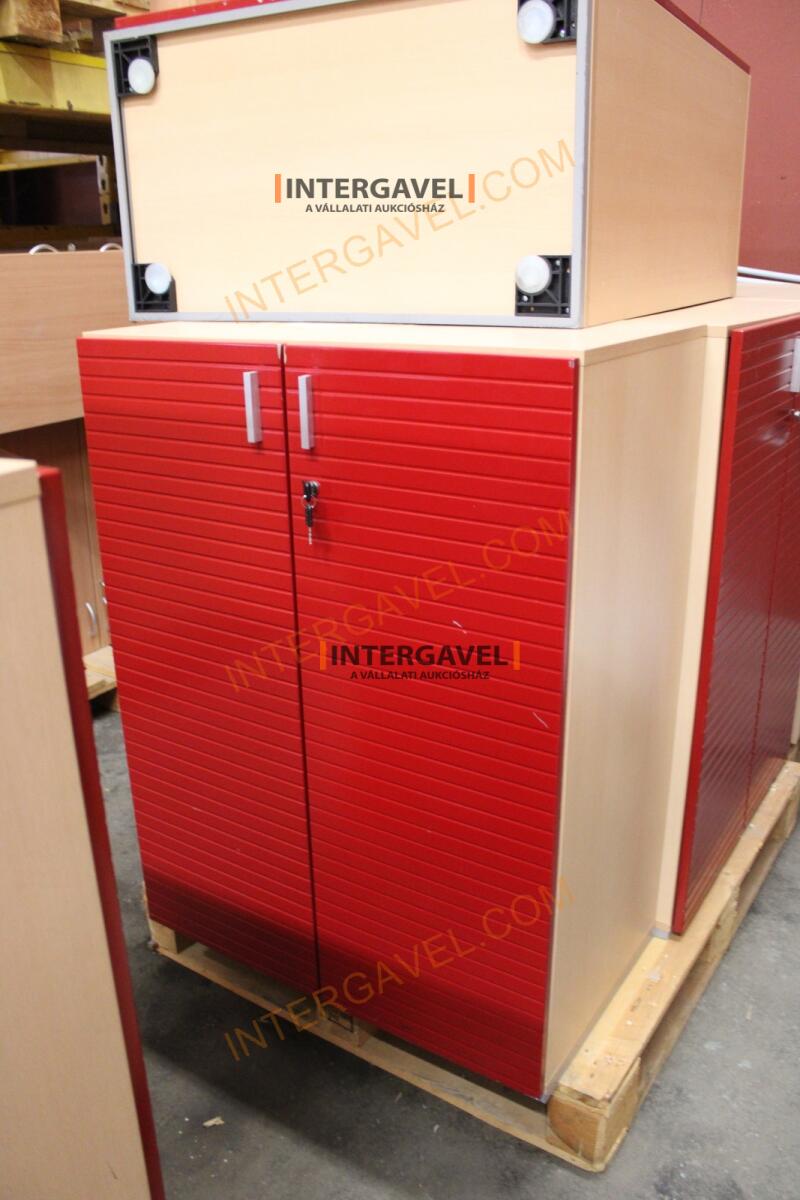 Polcos szekrény (piros ajtó-szürke/bükk tető rész-3 aktasoros) 14