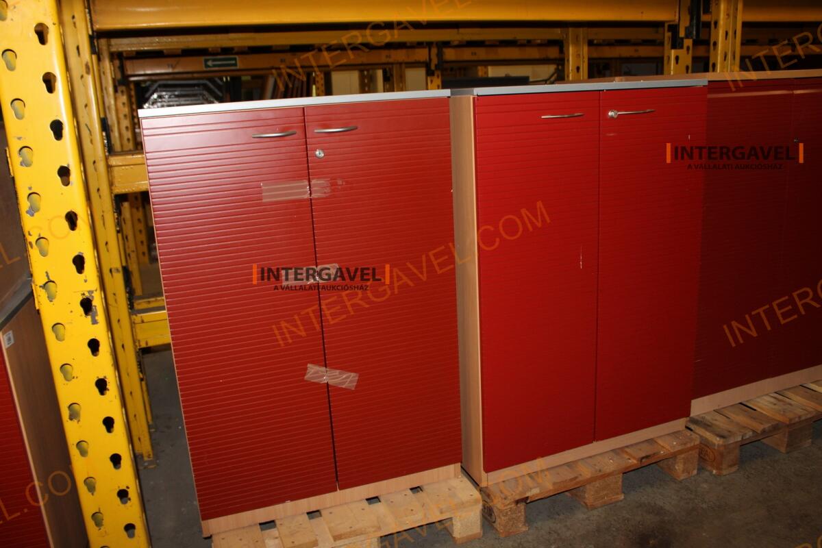 Polcos szekrény (piros ajtó-szürke/bükk tető rész-3 aktasoros) 6