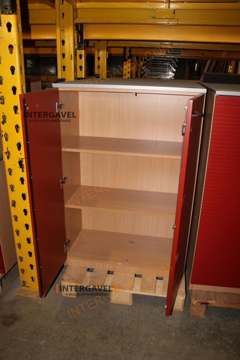 Polcos szekrény (piros ajtó-szürke/bükk tető rész-3 aktasoros) 9